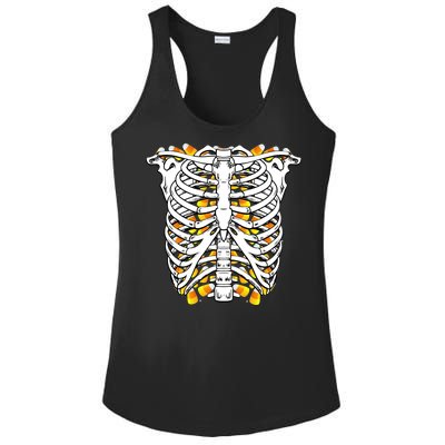 Candy Corn Skeleton Hallween Costume Ladies PosiCharge Competitor Racerback Tank