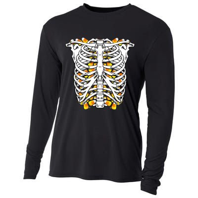 Candy Corn Skeleton Hallween Costume Cooling Performance Long Sleeve Crew