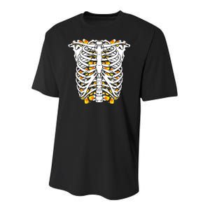 Candy Corn Skeleton Hallween Costume Youth Performance Sprint T-Shirt