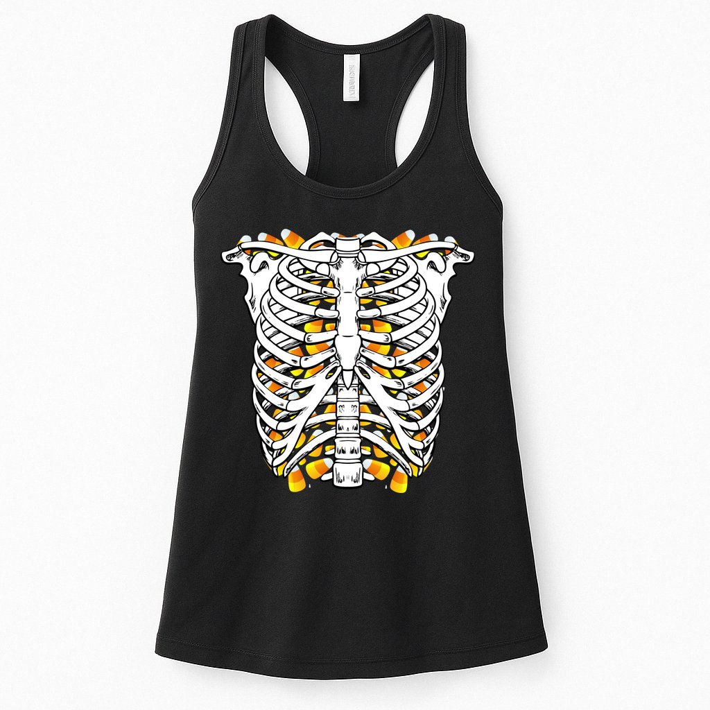 Candy Corn Skeleton Hallween Costume Womens Tank Top