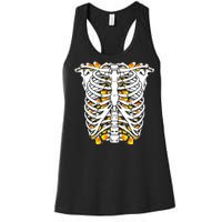 Candy Corn Skeleton Hallween Costume Women's Racerback Tank