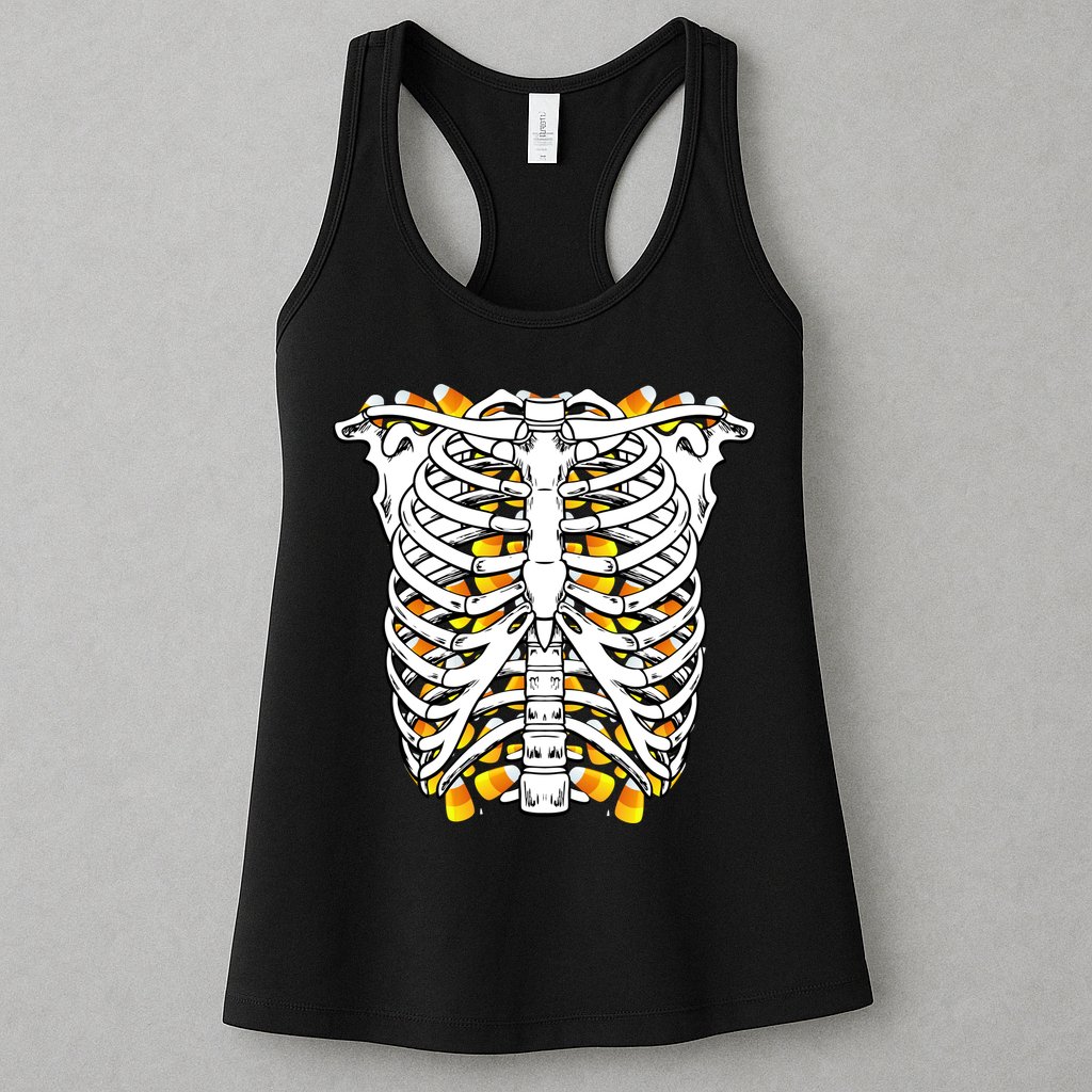 Candy Corn Skeleton Hallween Costume Womens Tank Top