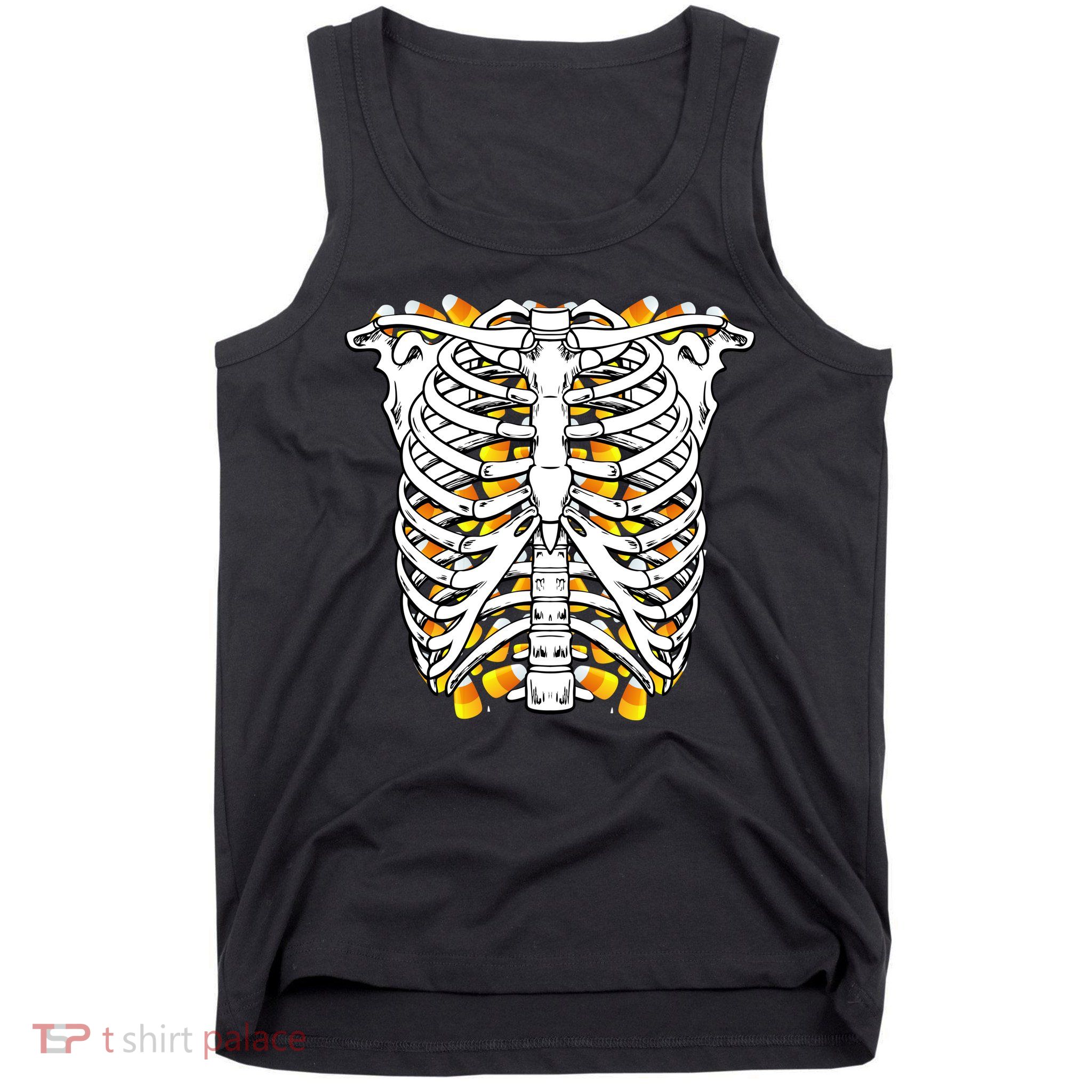 Candy Corn Skeleton Hallween Costume Tank Top