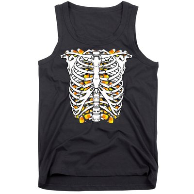 Candy Corn Skeleton Hallween Costume Tank Top