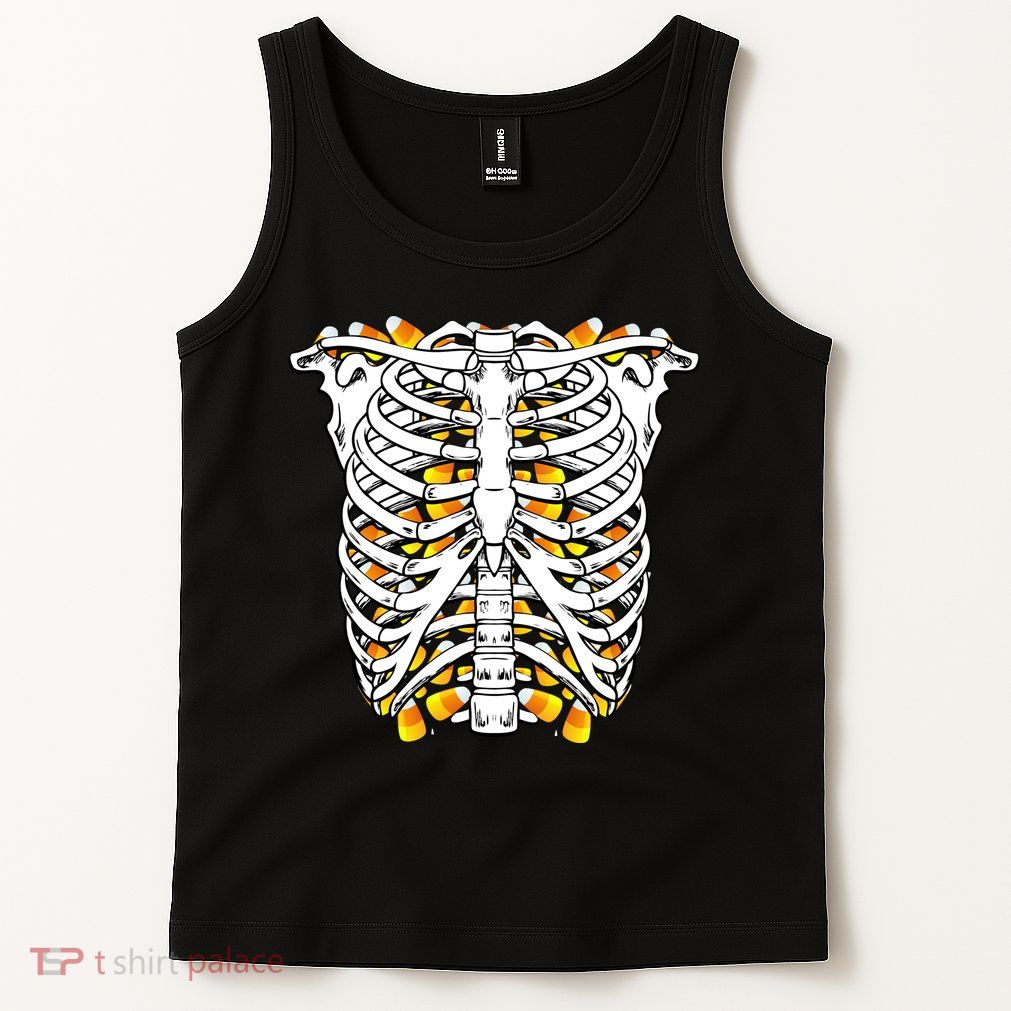 Candy Corn Skeleton Hallween Costume Tank Top