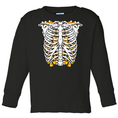 Candy Corn Skeleton Hallween Costume Toddler Long Sleeve Shirt