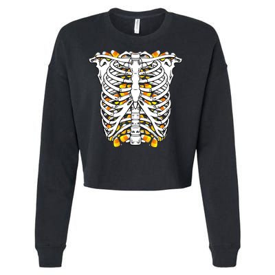 Candy Corn Skeleton Hallween Costume Cropped Pullover Crew