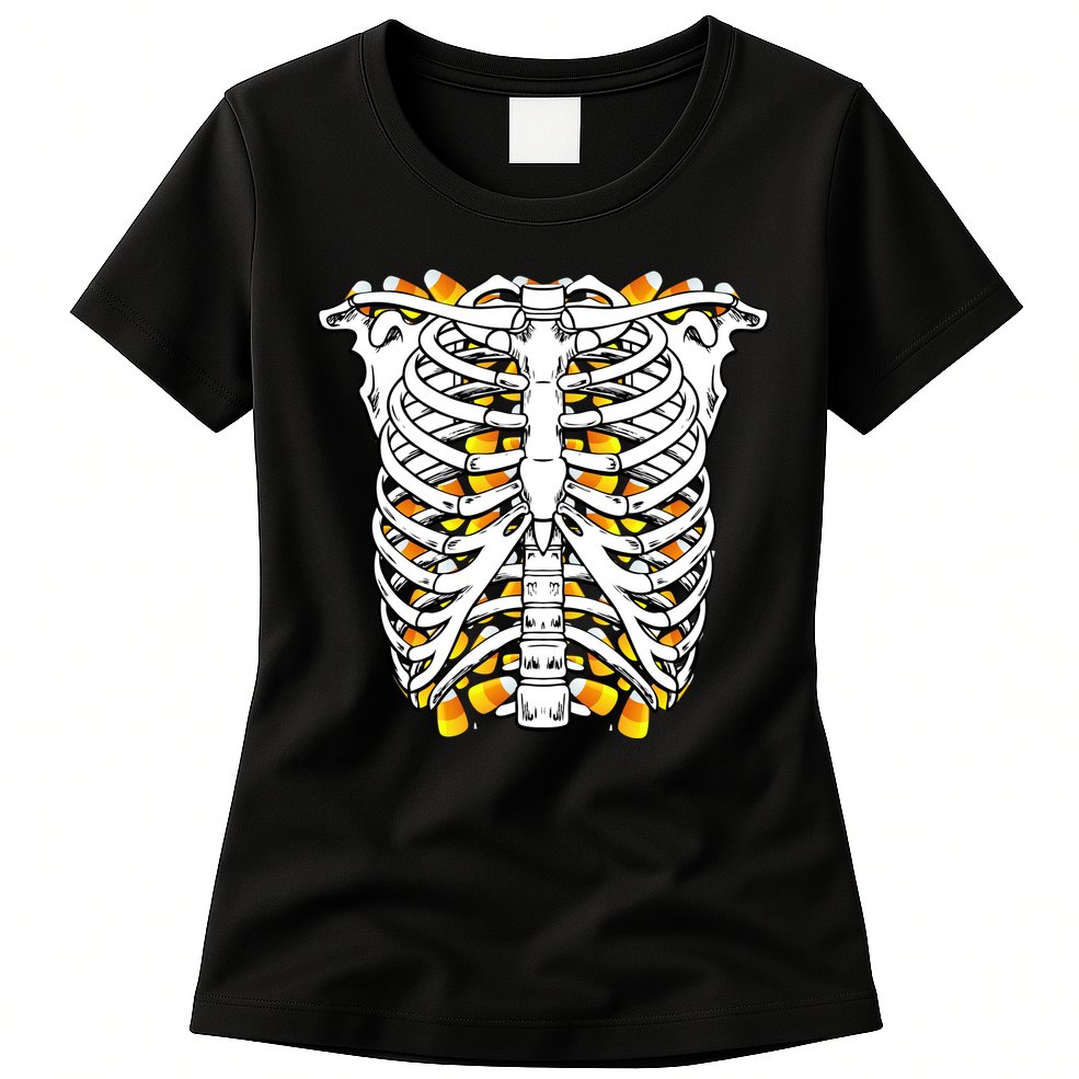 Candy Corn Skeleton Hallween Costume Womens T-Shirt