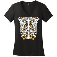 Candy Corn Skeleton Hallween Costume Women's V-Neck T-Shirt