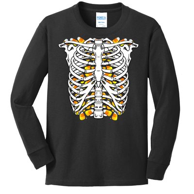 Candy Corn Skeleton Hallween Costume Kids Long Sleeve Shirt