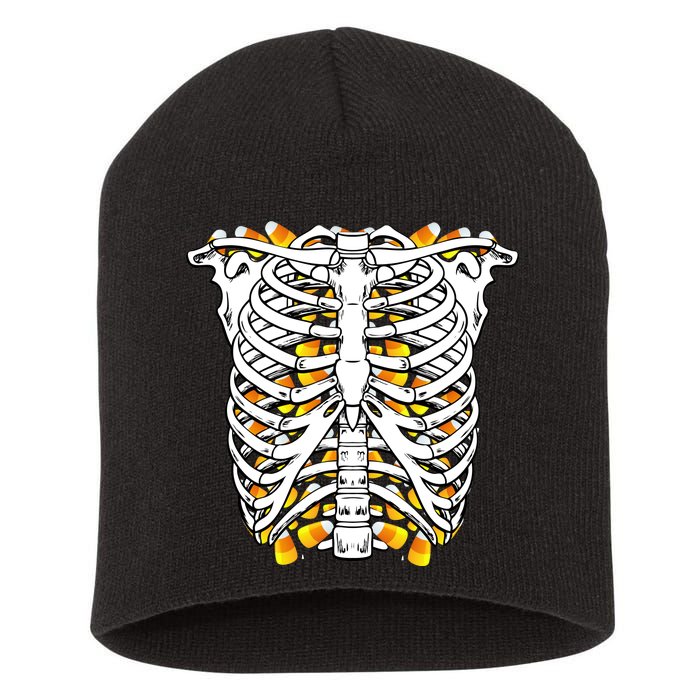 Candy Corn Skeleton Hallween Costume Short Acrylic Beanie