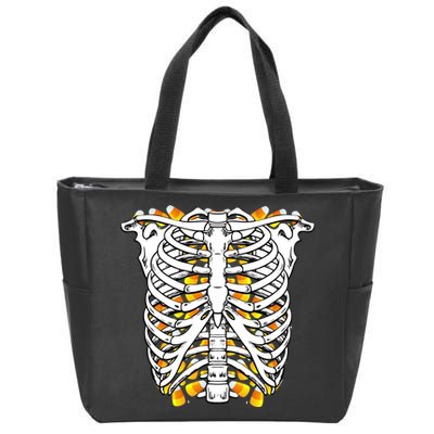 Candy Corn Skeleton Hallween Costume Zip Tote Bag