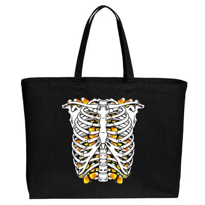 Candy Corn Skeleton Hallween Costume Cotton Canvas Jumbo Tote