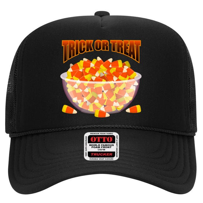 Candy Corn Trick or Treat Halloween High Crown Mesh Back Trucker Hat