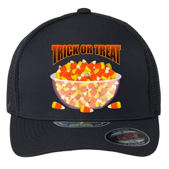 Candy Corn Trick or Treat Halloween Flexfit Unipanel Trucker Cap