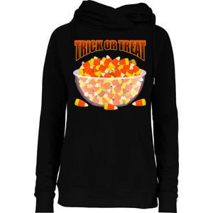 Candy Corn Trick or Treat Halloween Womens Funnel Neck Pullover Hood