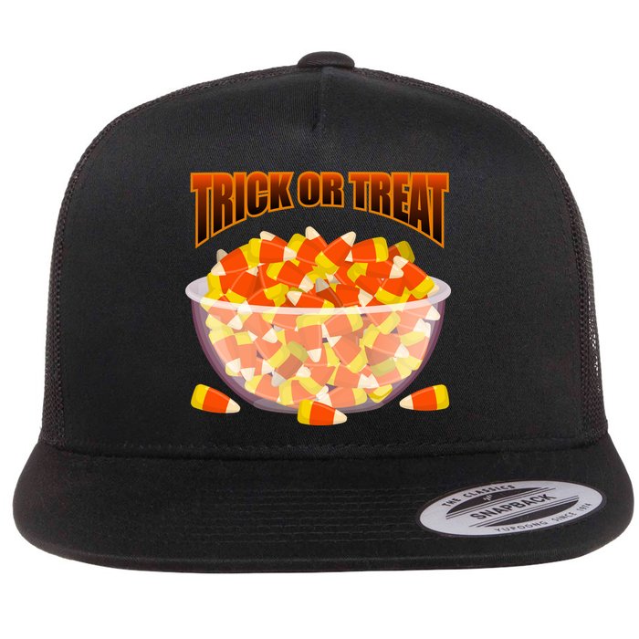 Candy Corn Trick or Treat Halloween Flat Bill Trucker Hat