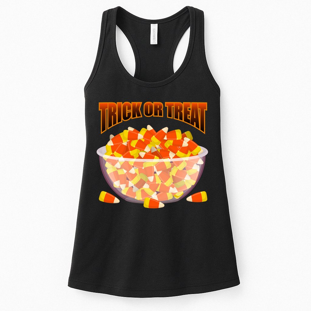 Candy Corn Trick or Treat Halloween Womens Tank Top