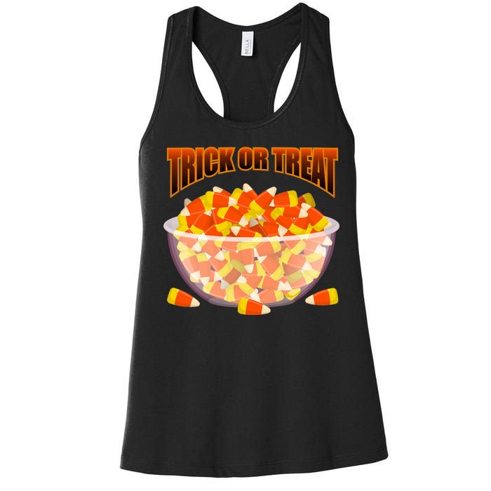 Candy Corn Trick or Treat Halloween Women's Racerback Tank