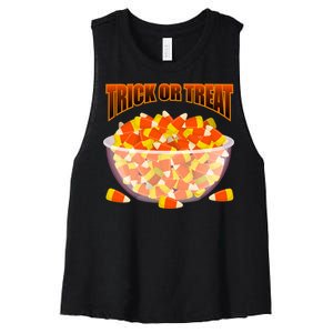 Candy Corn Trick or Treat Halloween Women's Racerback Cropped Tank