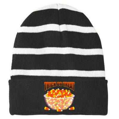 Candy Corn Trick or Treat Halloween Striped Beanie with Solid Band