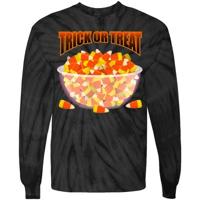 Candy Corn Trick or Treat Halloween Tie-Dye Long Sleeve Shirt