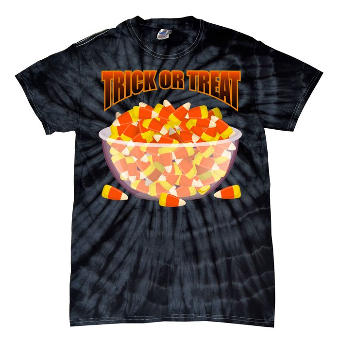 Candy Corn Trick or Treat Halloween Tie-Dye T-Shirt