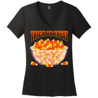 Candy Corn Trick or Treat Halloween Women's V-Neck T-Shirt