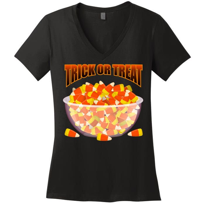 Candy Corn Trick or Treat Halloween Women's V-Neck T-Shirt