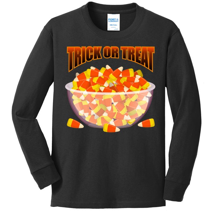 Candy Corn Trick or Treat Halloween Kids Long Sleeve Shirt