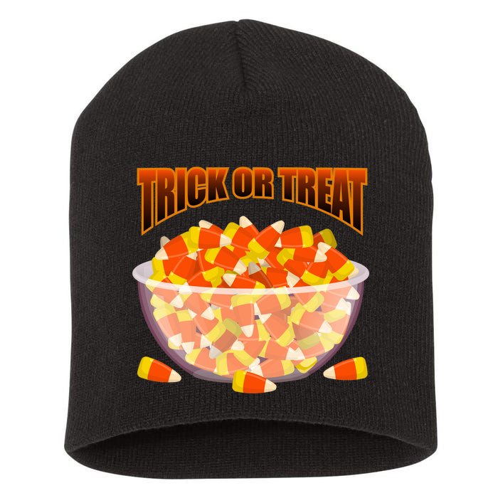 Candy Corn Trick or Treat Halloween Short Acrylic Beanie