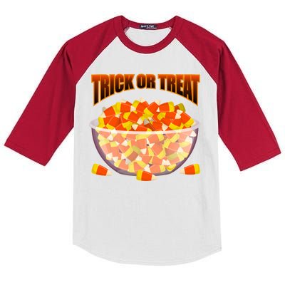 Candy Corn Trick or Treat Halloween Kids Colorblock Raglan Jersey