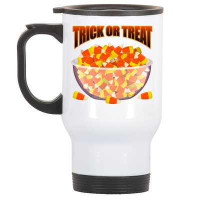 Candy Corn Trick or Treat Halloween Stainless Steel Travel Mug