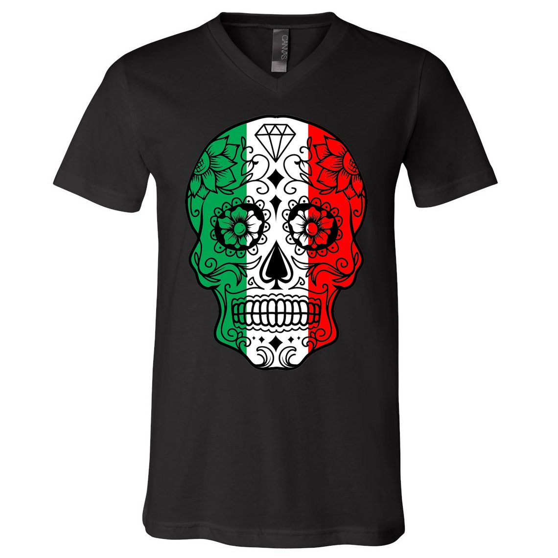 Candy Diamond Skull of Italy V-Neck T-Shirt