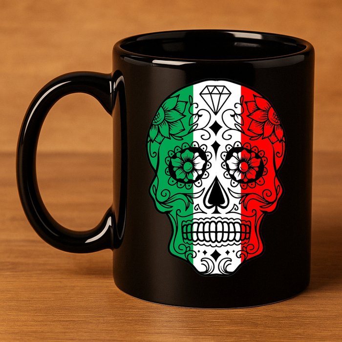 Candy Diamond Skull of Italy 11oz C Handle Ceramic Mug