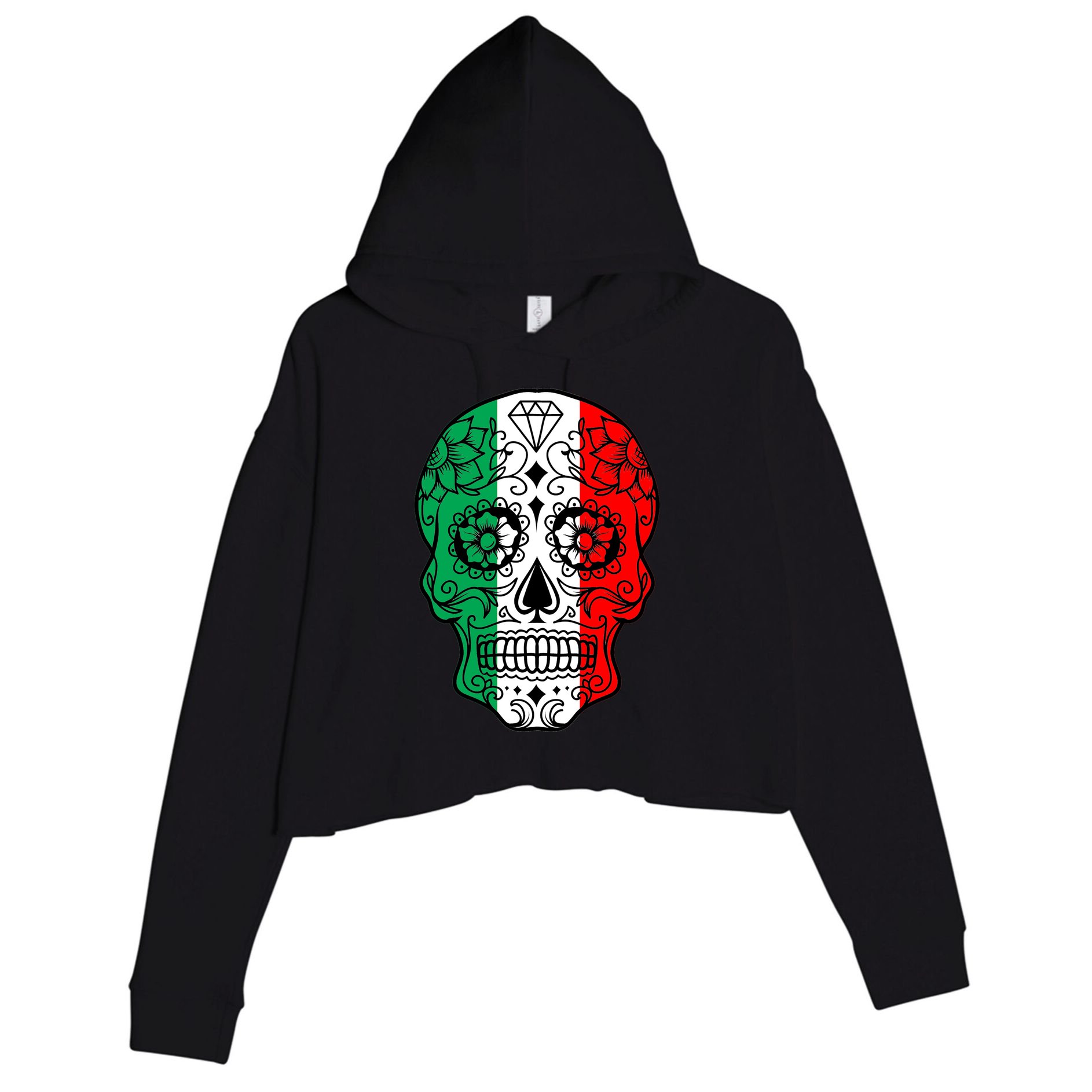 Candy Diamond Skull of Italy Crop Fleece Hoodie