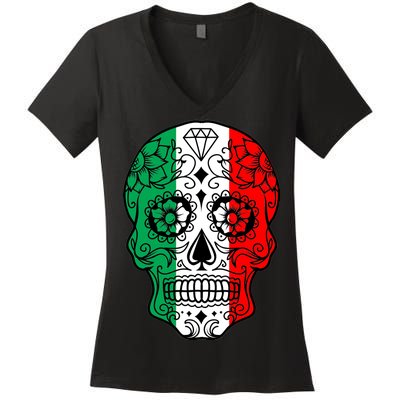 Candy Diamond Skull of Italy Women's V-Neck T-Shirt