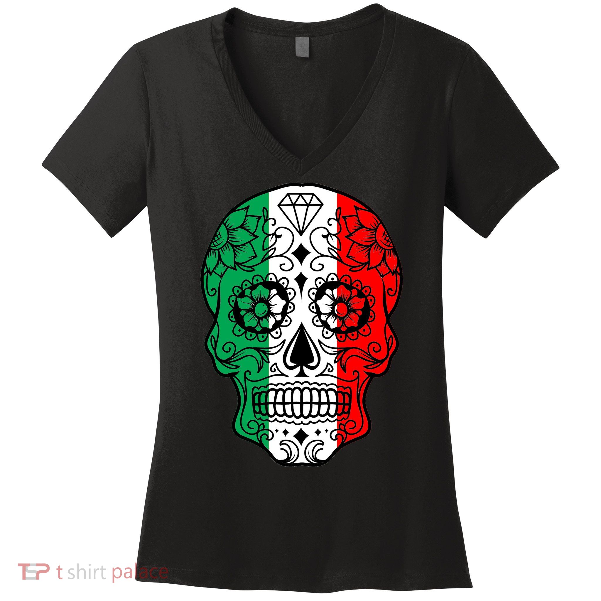 Candy Diamond Skull of Italy Women's V-Neck T-Shirt