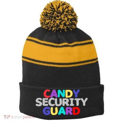 Candy Security Guard Stripe Pom Pom Beanie