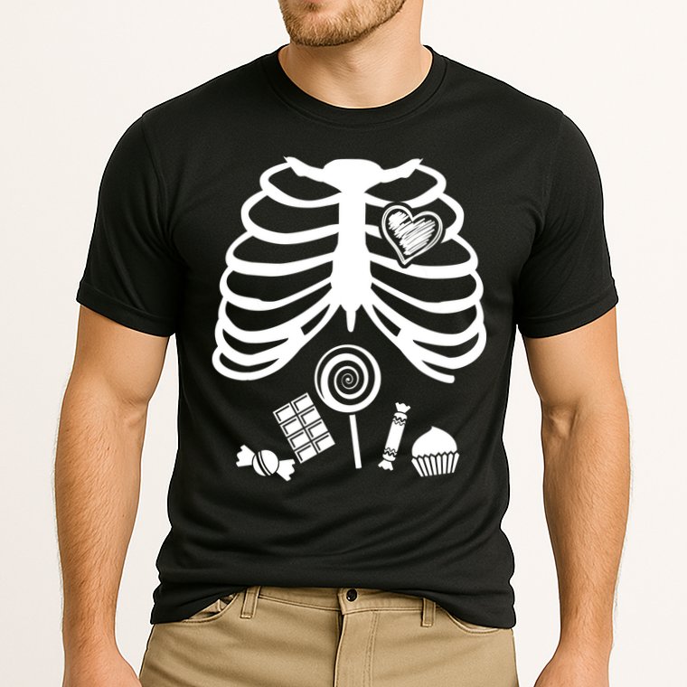 Candy X-Ray Skeleton Rib Cage Cooling Performance Crew T-Shirt