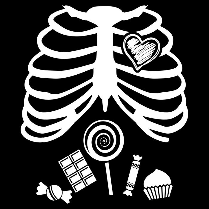 Candy X-Ray Skeleton Rib Cage Cooling Performance Crew T-Shirt