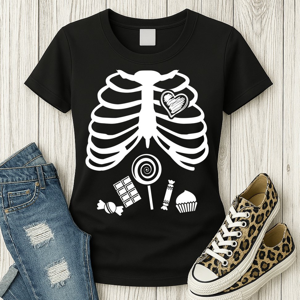 Candy X-Ray Skeleton Rib Cage Womens T-Shirt