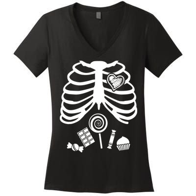 Candy X-Ray Skeleton Rib Cage Women's V-Neck T-Shirt