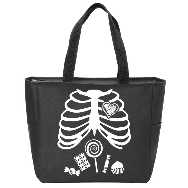 Candy X-Ray Skeleton Rib Cage Zip Tote Bag