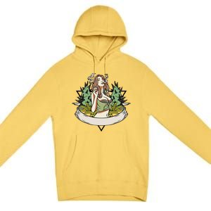 Cannabis Lady Smoking Pot Premium Pullover Hoodie