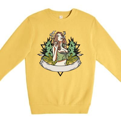 Cannabis Lady Smoking Pot Premium Crewneck Sweatshirt