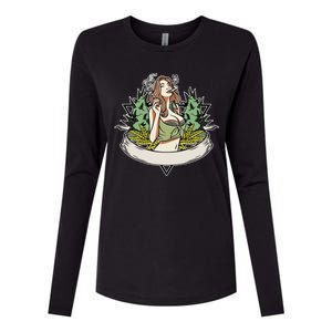 Cannabis Lady Smoking Pot Womens Cotton Relaxed Long Sleeve T-Shirt