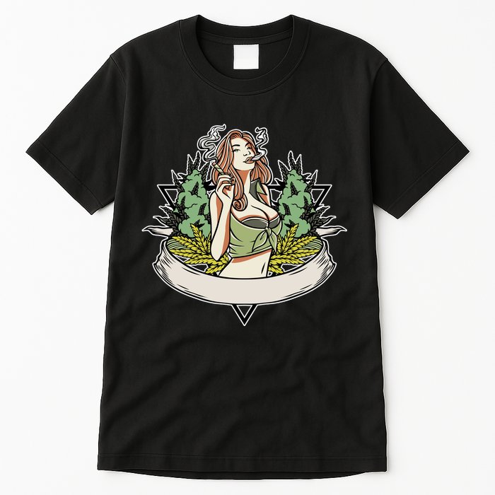 Cannabis Lady Smoking Pot Tall T-Shirt