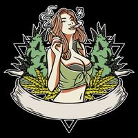 Cannabis Lady Smoking Pot Tall T-Shirt