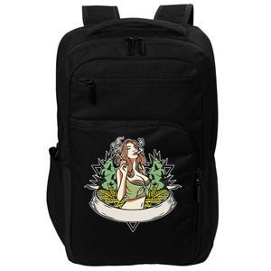 Cannabis Lady Smoking Pot Impact Tech Backpack